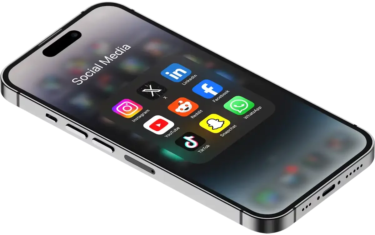 Smartphone mit Social Media Apps